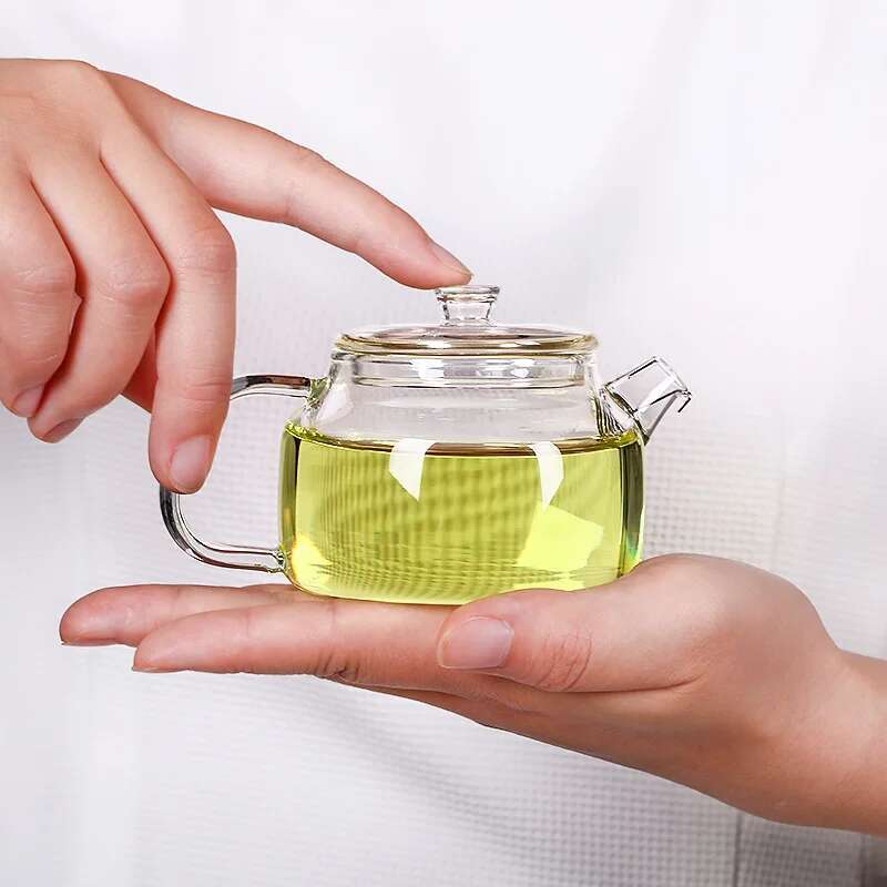 

Маленький прозрачный стеклянный чайник с фильтром, термостойкий чайник для цветочного чая, бытовой чайник для кунг-фу, чайная посуда чистый