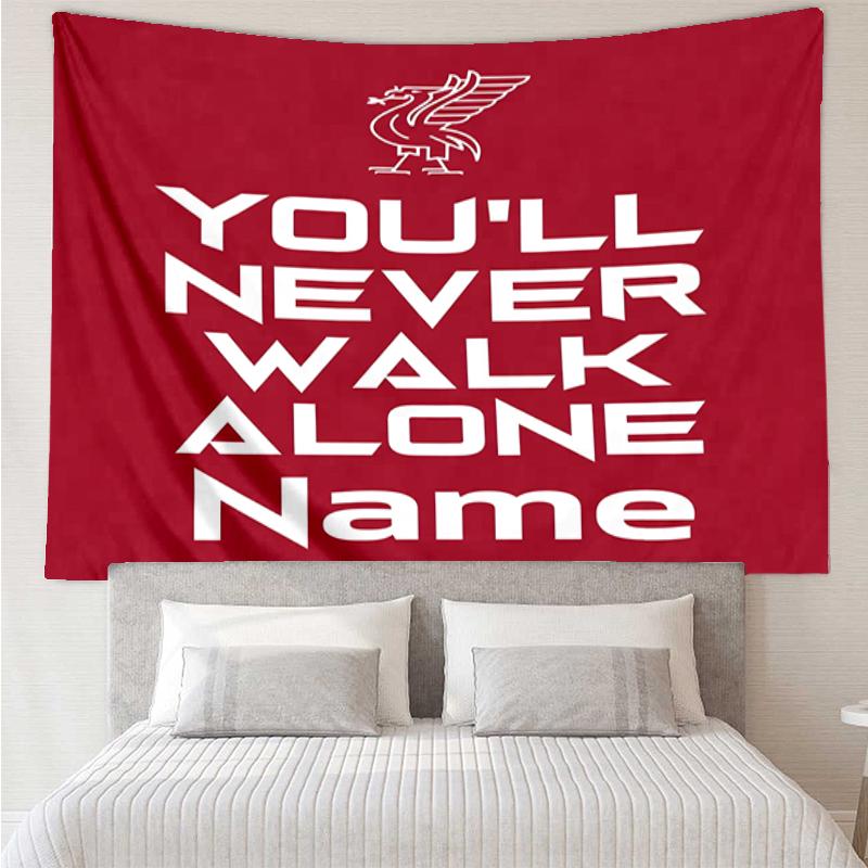 Custom Name Liverpool Football Club Print Tapestry, Backdrop, Easy Setup, Ideal for Bedroom, Office & Living Room, with Aesthetic Wall Hanging Decor.