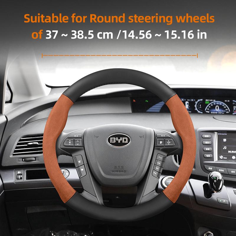 Suitable for Byd Suede Matte Carbon Fiber Texture Steering Wheel Cover Suitable for Dolphin Mini Seal Atto 3 King Shark 6 Song Pro Seagull F0 MM20