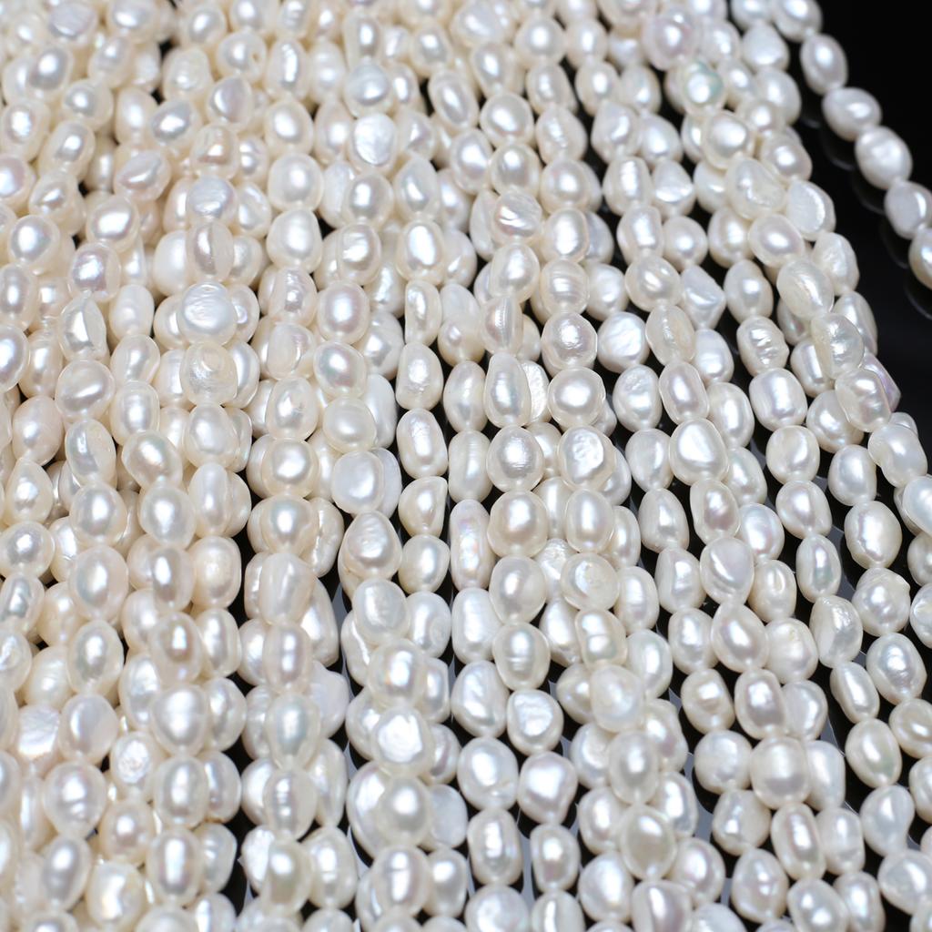1String, White Natural Freshwater Pearls, Boho Handmade Straight Hole Pearl Beads for Jewelry Making DIY Necklaces Crafts (Beads 8-9mm, Length 36cm)