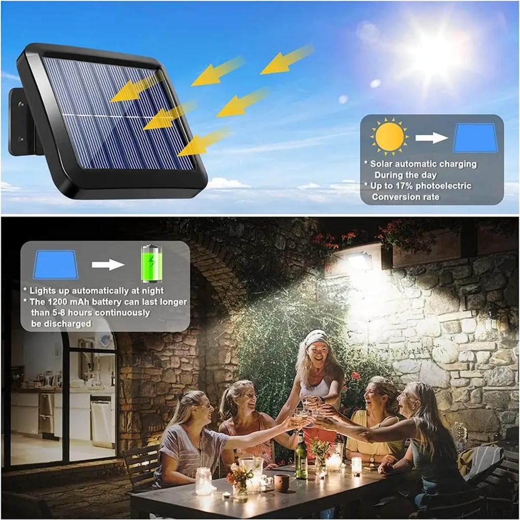 Ny Forbedret Solcelledrevet Utendørs Bevegelsessensorlampe med 56 Sterke og Pålitelige LED - Ideell for Terrasse, Hage, Dekk, Garasje, Innkjørsel