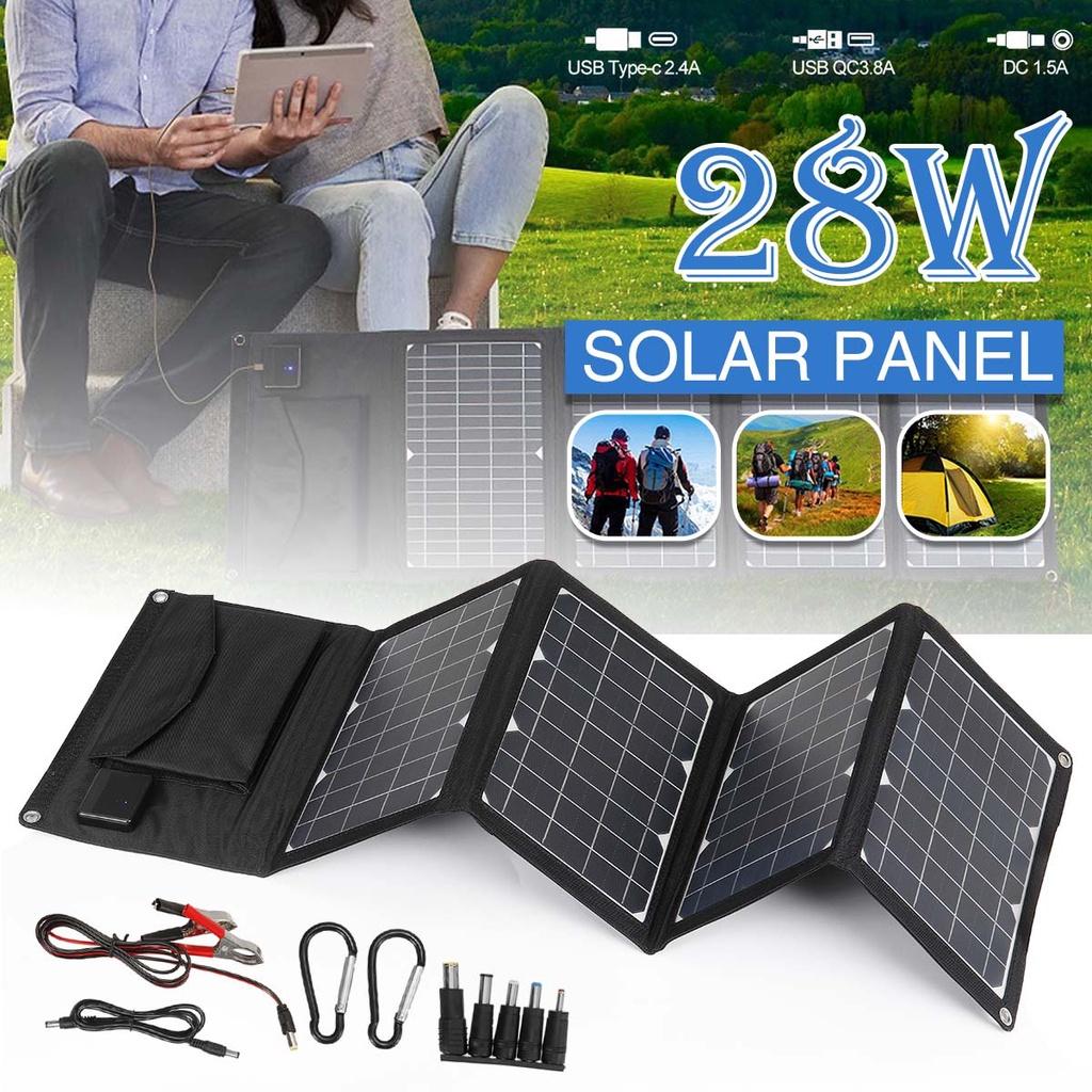 28W 5V Outdoor Foldable Solar Panels Cell USB Portable Solar Smartphone Battery Charger for Tourism Camping Hiking
