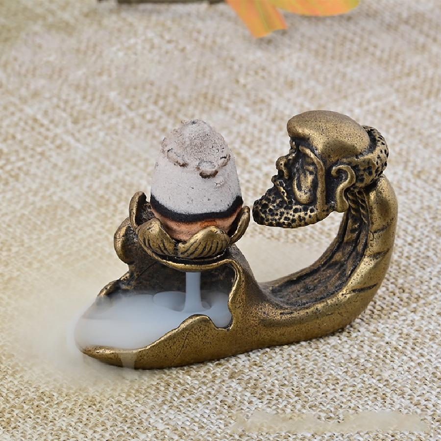 

Бодхидхарма Обратный поток Благовония Чайная церемония Украшение Дзен Просветление Предок Благовония Курильница Благовония Украшение для дома бронзовый