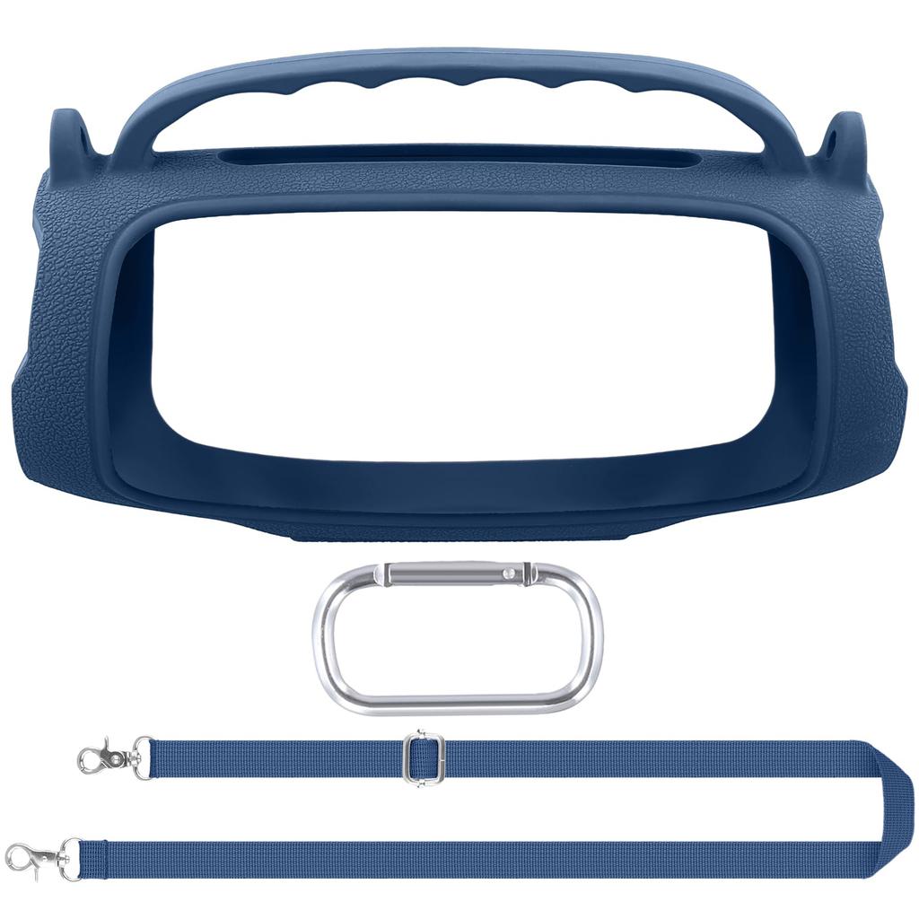 (Nur Fall) Tragbare Silikonhülle für JBL Charge 5 Bluetooth-Lautsprecher mit Schultergurt, Blau - co2CREA