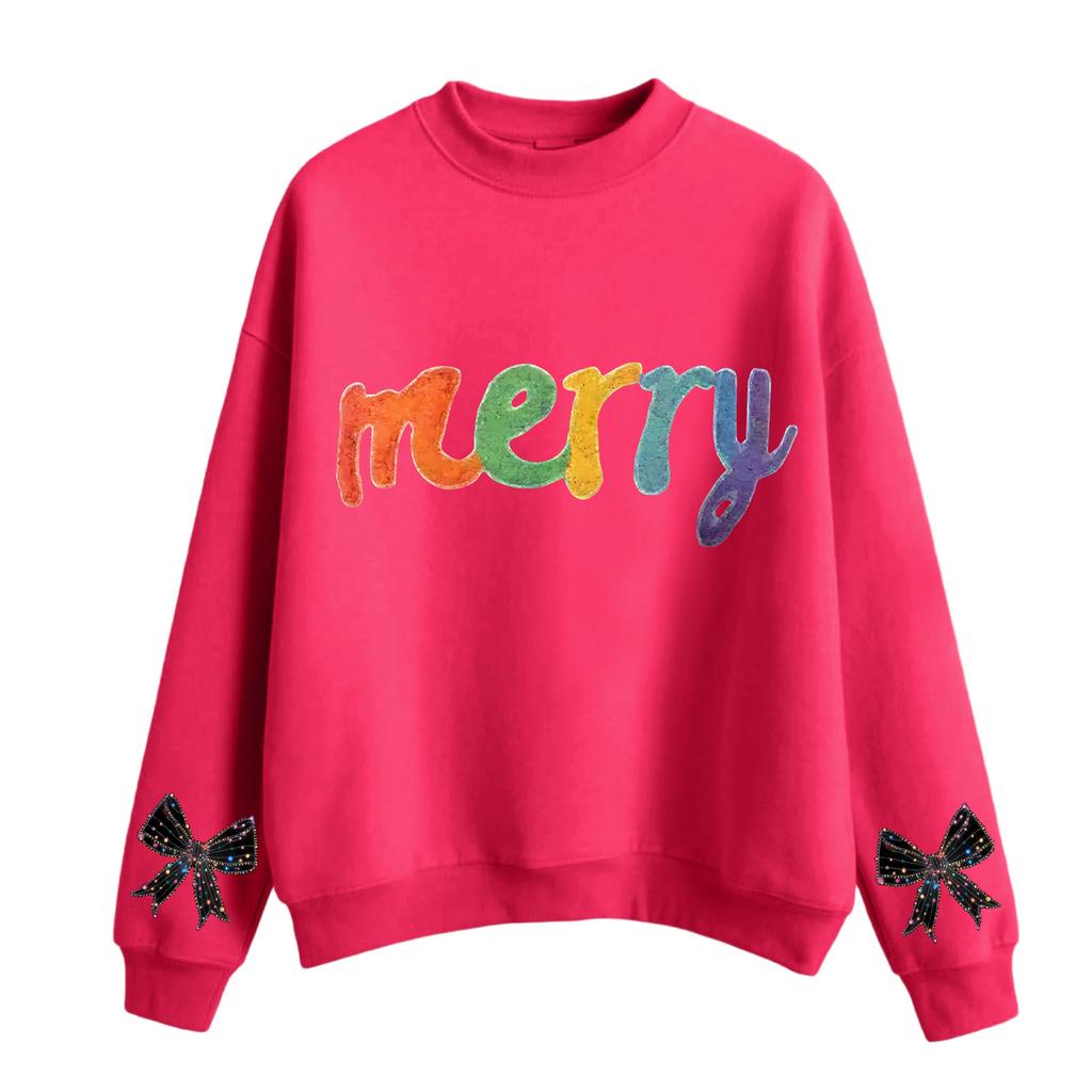 Women's Fashion Casual Round Neck Long Sleeve Christmas Printed Sweatshirt