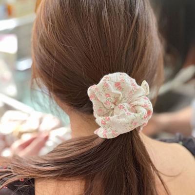 Baumwoll-Spitzen-Haargummis Kleiner Blumendruck Niedliche Kopfbedeckung Korea Elastische Haarbänder Mädchen