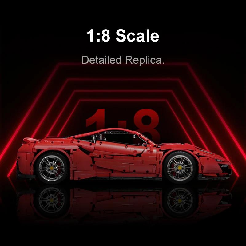 3380PCS Red Supercar Building Blocks Assembled Model Children's Car Assembled Toys Boys Birthday Gift Christmas Gift