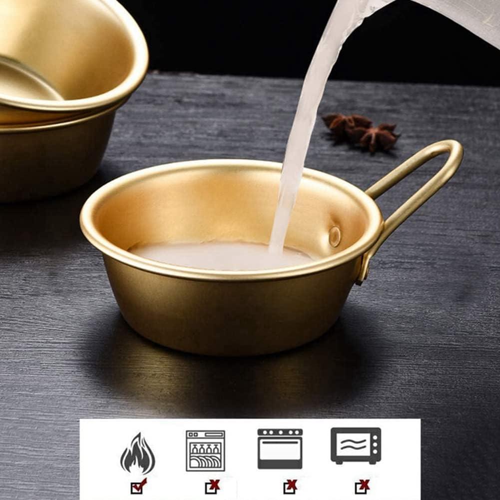 Aluminum Korean Style Wine Bowl with Handle Household Food Sauce Bowls Small Bowl, Korean Cuisine round Barbecue Seasoning Bowl
