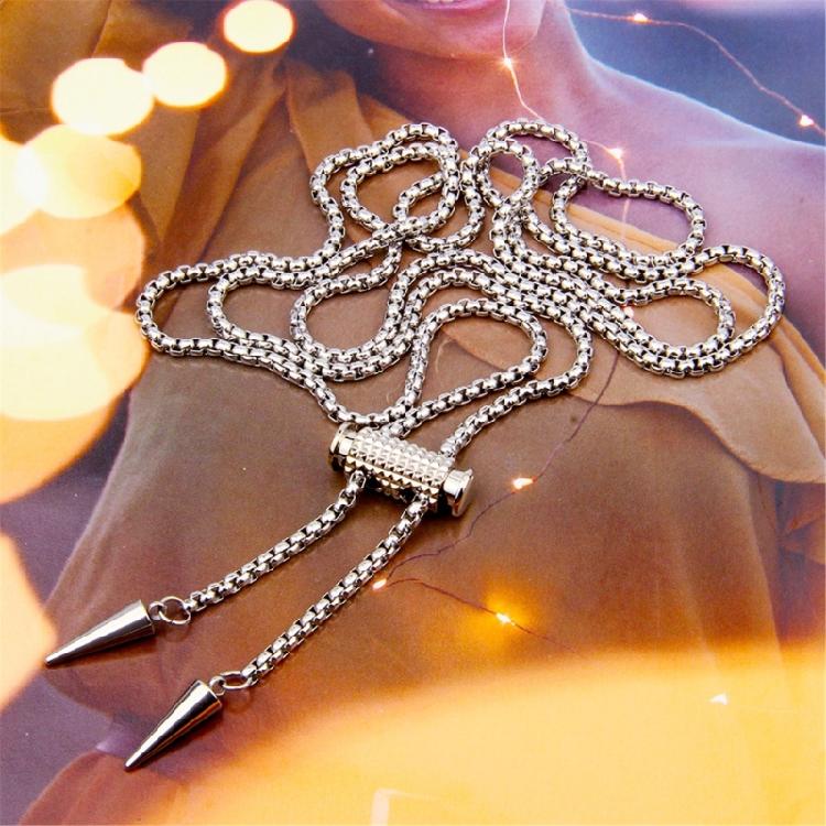 Fashion Forward Slidling Tapered Pendant Neck Chain Fashion Necklace For Creative Daily And Effortless Wear