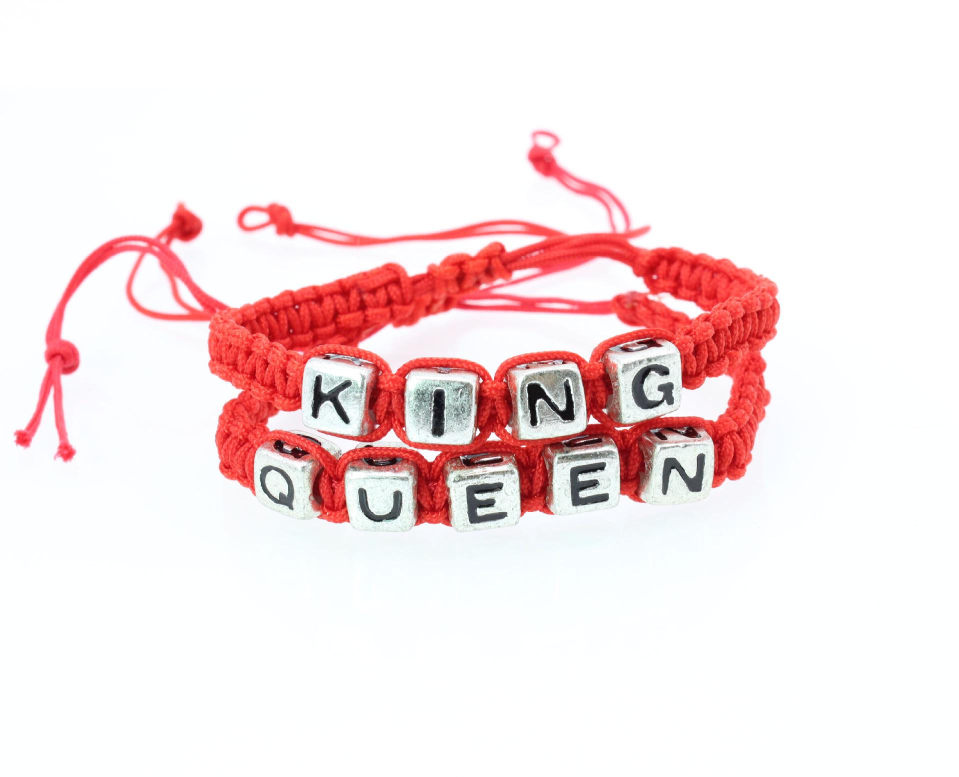 European  American Handmade KING QUEEN Letter Bracelet