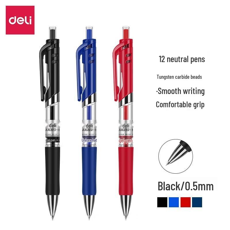 Deli S01 0.5mm Ret Retractable Gel Pens