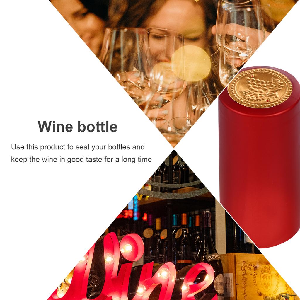 100 Pcs Red Bottle Shrink Film Capsules Black Top Seal Cover Heat Grace Women's