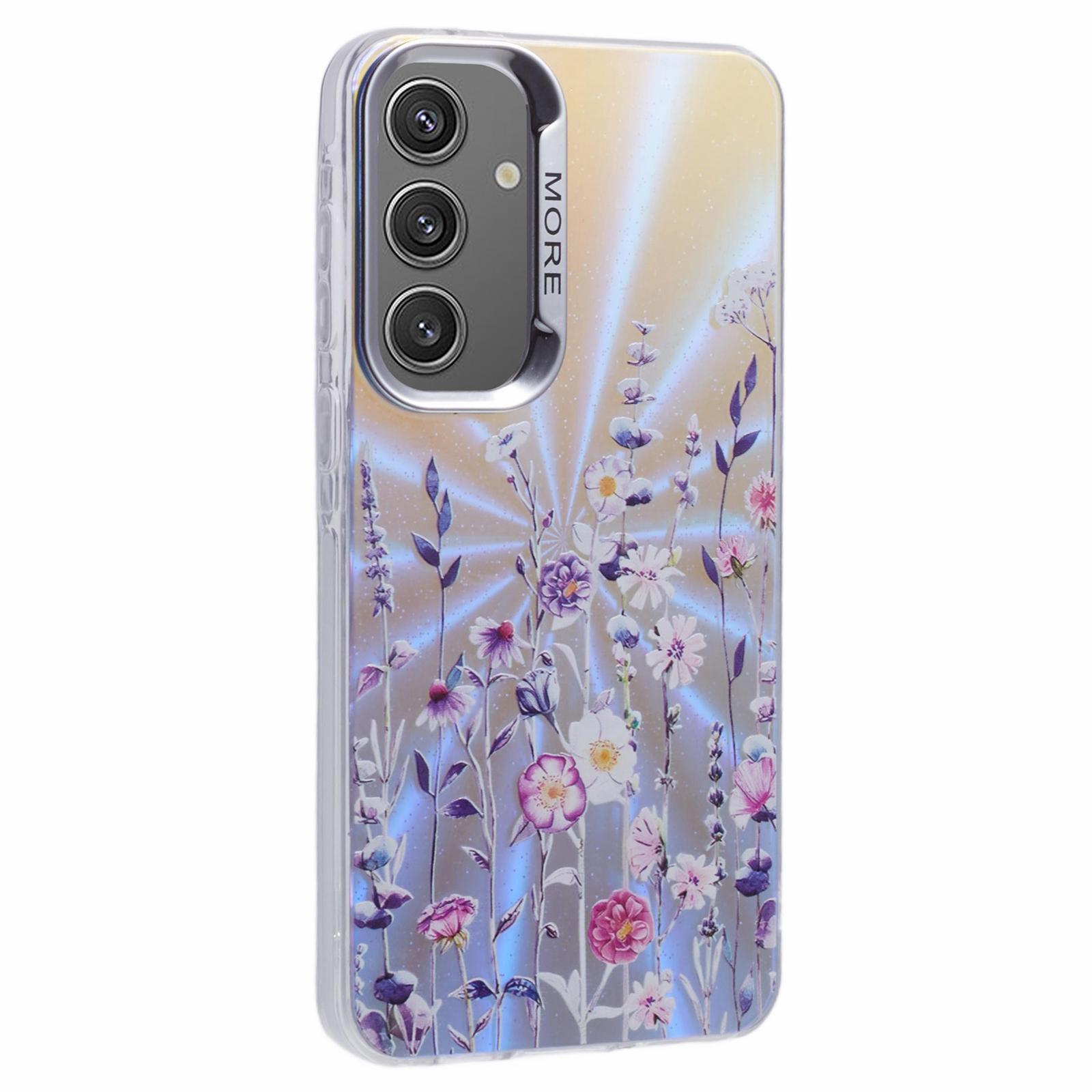 

For Samsung Galaxy S25 Case PC+TPU Protective Phone Cover Laser Flower Pattern AH1