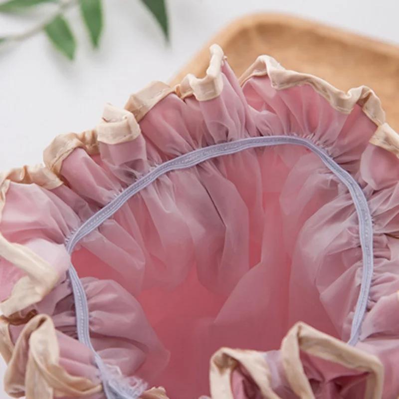 Waterproof Shower Cap Women Hair Cap Hat Supplies Bathroom Double Layer Shower Waterproof Thick Cover Accessories Bathing Hat