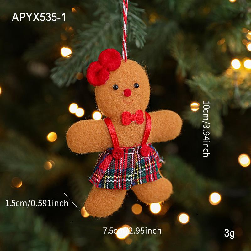 1/3/6Pcs Christmas Fuzzy Gingerbread Man Doll Xmas Tree Pendants  Year Kids Gift Hanging Ornaments Christmas Decorations For
