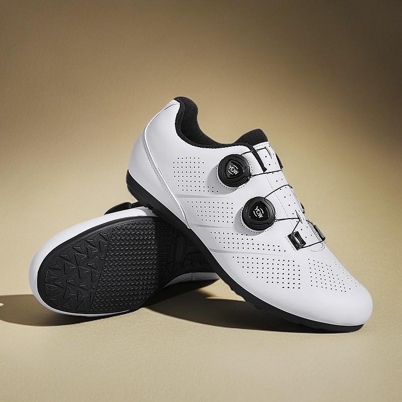 Unisex Cycling Shoes Mountain Road Bike Non-Cleat Clipless With Pedals Set Breathable Stiff Sole
