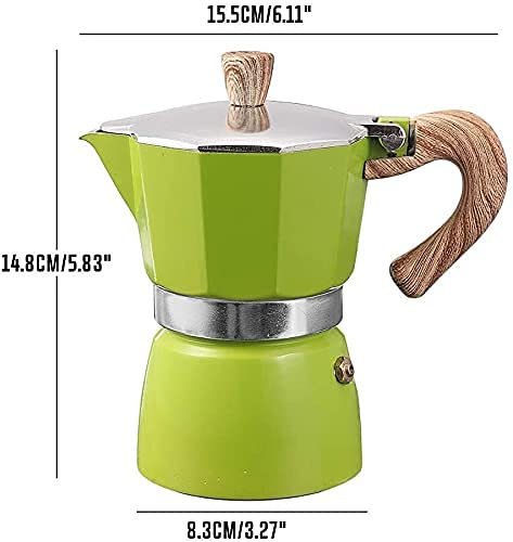 150ml Aluminum Moka Pot, 3-Cup Italian-Style Espresso Maker, Stovetop Coffee Maker (Color: Yellow, Size: 15.5x14.8cm) (Red 15.5x14.8cm)