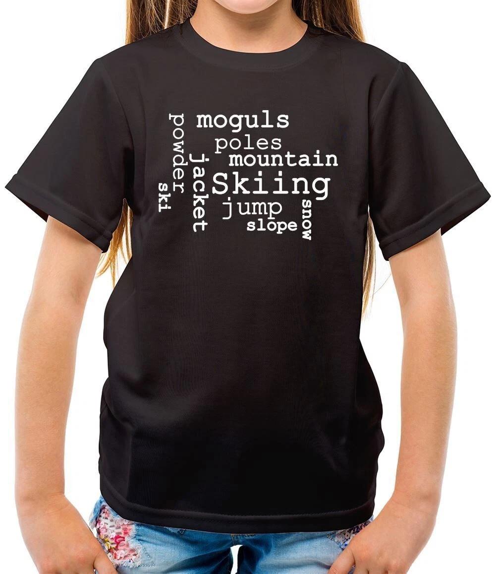 Ski Word Cloud - T-Shirt - Ski Skier Snow Slopes Fun Equipt 100