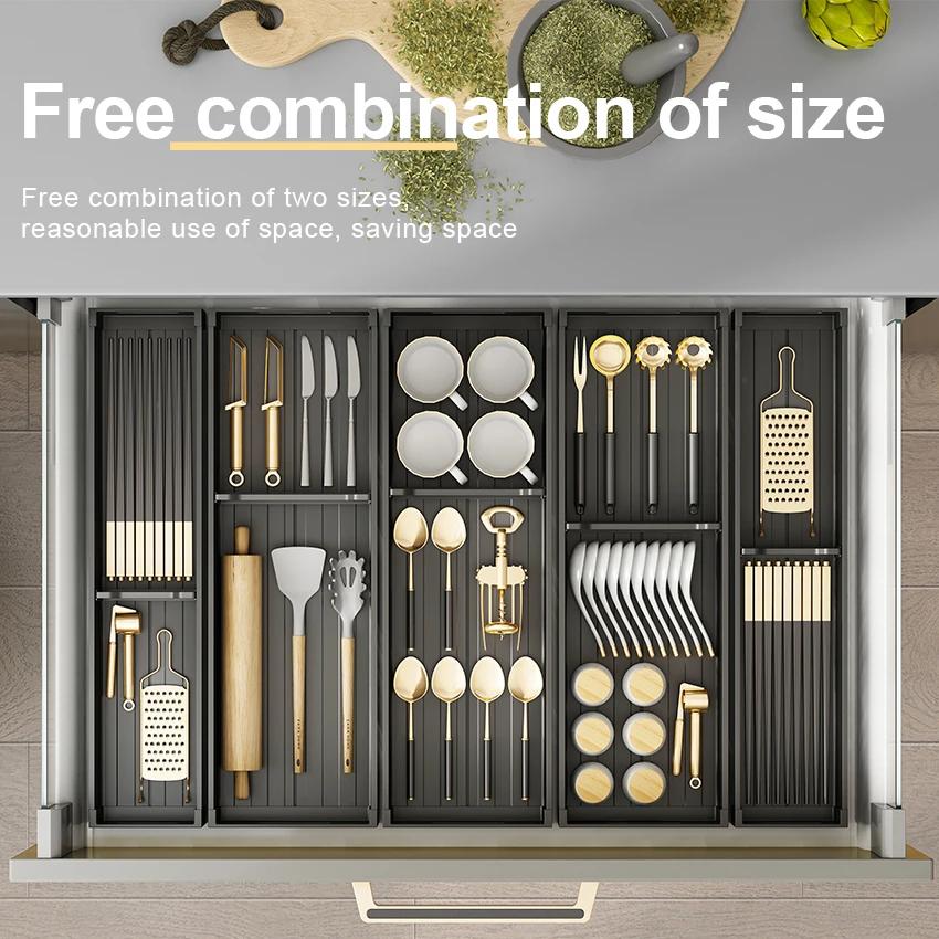 Kitchen Cabinets Tableware Storage Boxes Adjustable Accessories Knives Forks Chopsticks Spoons Classification Organizer Basket