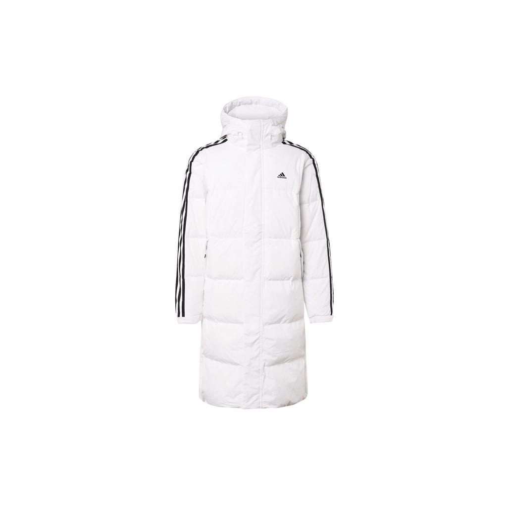 Adidas Long Hooded Stripe Print Warm Down Jacket Men Outerwear White IT8713