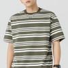 JIAOXIU Men's Classic Stripe Loose Fit Round Neck T-Shirt