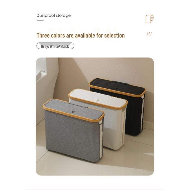 Toilet Paper Basket with Lid Large Capacity Easy To Install Toilet Paper Storage Organizer Multi-purpose Toilet Paper Holder