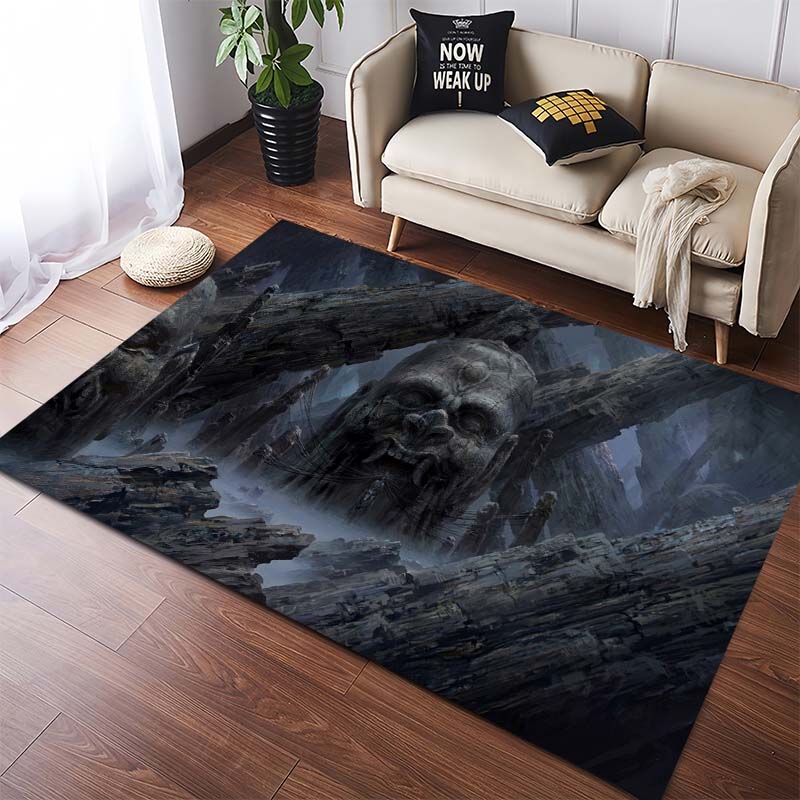 Dark Fantasy Ghost Ship Storm Ocean Area Rug, Non-Slip Floor Mat for Living Room