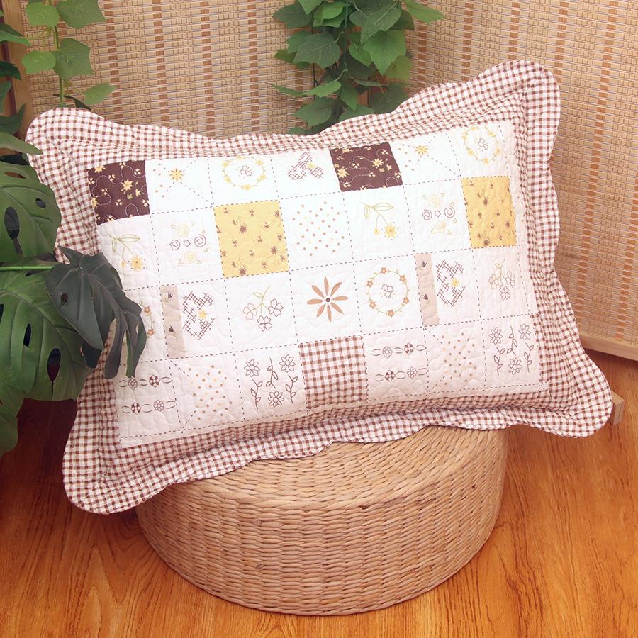 Soft and Comfortable Pillowcase Skin Friendly Breathable Fashionable Rustic Style Quilted Fabric Pillowcase Bedroom Decoration