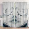 2pcs Curtains Show Elegant Flying Cranes Over a Tranquil Lake Surrounded by Misty Mountains. Designed with Soft Brushstrokes