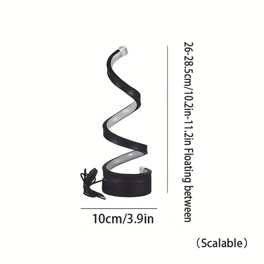 Lampe de table LED moderne avec USB - luminosité réglable, lumière blanc chaud, design en spirale, convient pour chambre à coucher, salon, éteint