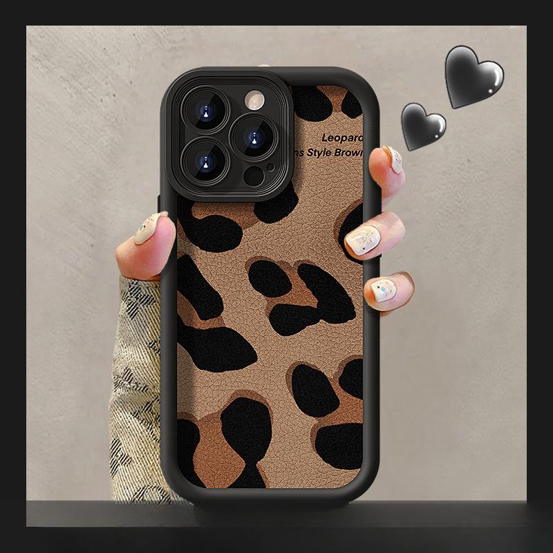 

Леопардовый шнурок, подходящий для чехла для мобильного телефона Apple 16 Maillard 15PRO, силиконовый, из овчины, 14/13, с тонким отверстием, противоударный, XR Huawei Pura 70 Ultra