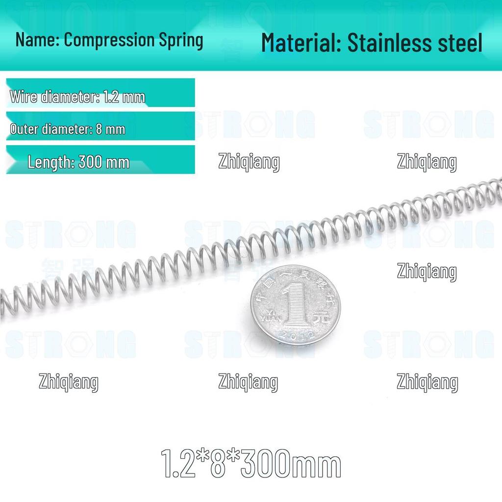 304 Stainless Steel Compression Spring – 300mm Long, High Elasticity, Shock Absorption, Customizable