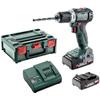 Pack Perceuse Visseuse Compacte Brushless Sans Fil 18V 55Nm Mandrin 13mm+ 2 Batteries 2Ah + Chargeur + Metabox145 -METABO- BS18LBL