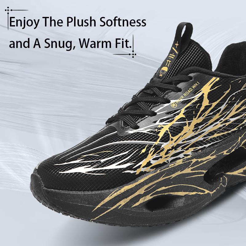 New Winter Men'S Carbon Plate Sneakers Marathon Night Fluorescent Running Shoes Comfortable Anti Slip Warm Training Shoes