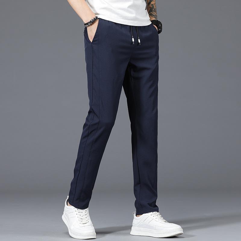 Autumn And Winter New Style With Plush Thickening/Regular Men'S Sports Elastic Waist Casual Pants Straight Leg Small Leg Pants Warm Elastic Slim