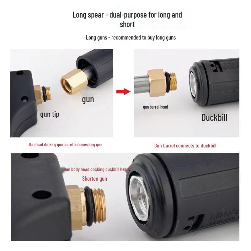 Fan-Shaped High-Pressure Car Wash Spray Gun with Aluminum Core and Washer Brush Accessories (280/380/55/58 Type)