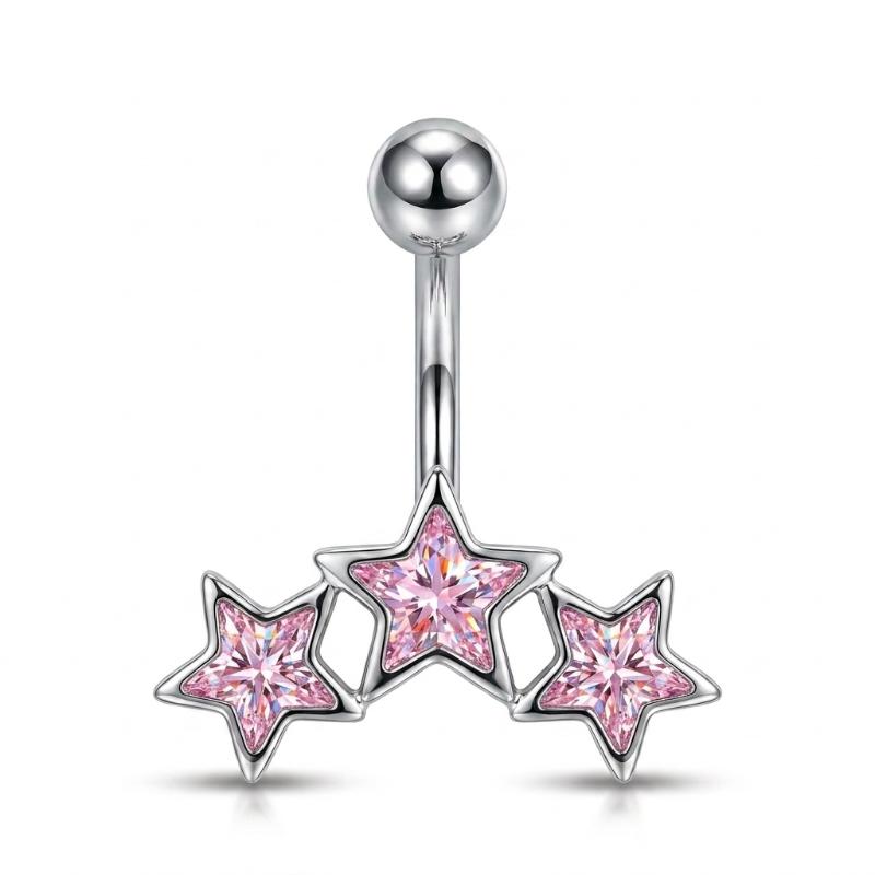 Stainless Steel Pentagram Star Belly Button Rings Shiny Navel Piercing Jewelry Sexy Belly Rings For Women Girls