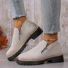 Women's Plus Size Autumn and Winter Beautiful and Versatile Block Heel Suede Side Zipper Fashion Boots