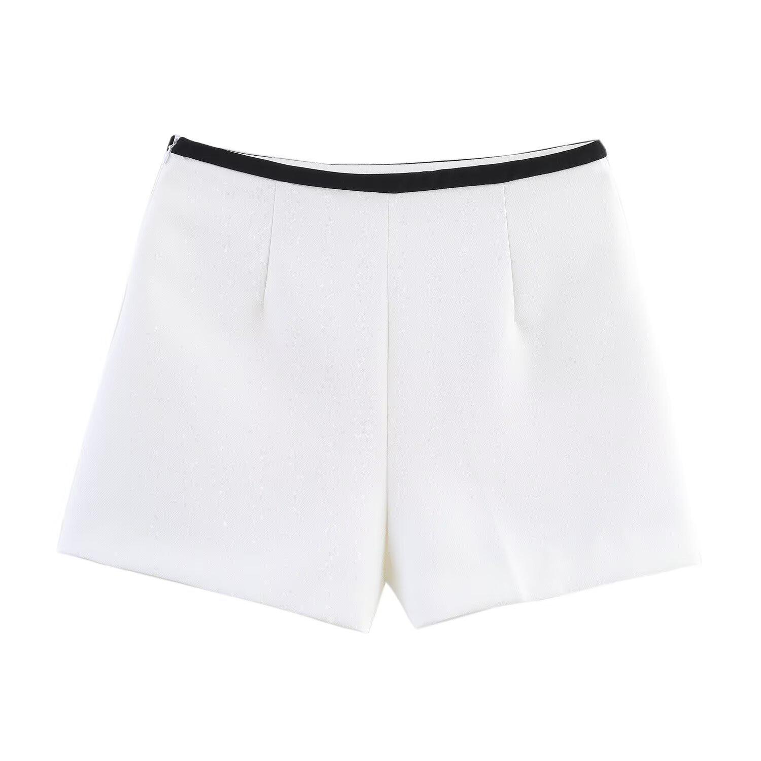 

Женский летний комплект 2025 года в стиле французского шика, состоящий из жилета без рукавов и шорт с цветовыми блоками. L