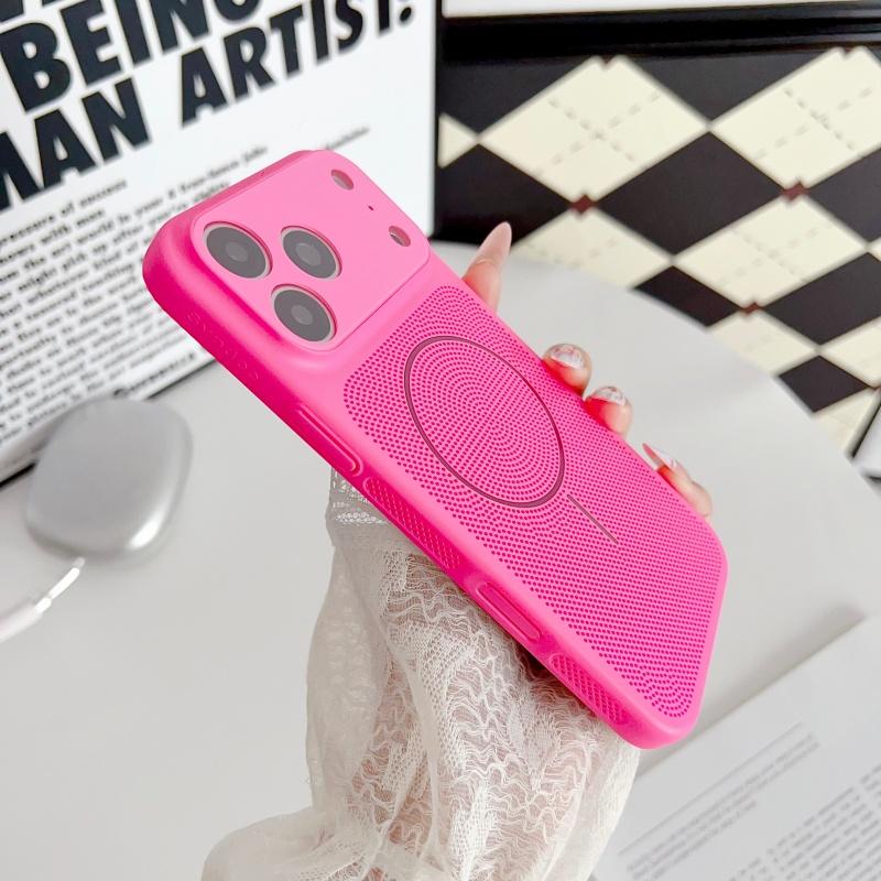 

Luxury Wireless Charging Cooling Mesh Holes Magnetic Case For iPhone 17 Air 16 15 14 13 12 Pro Max Plus Shockproof Hard Cover iPhone 12