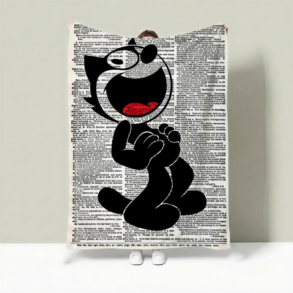 Cartoon F-Felix the Cat Throw Lightweight 240g Flannel Blanket Soft Skin-friendly for Summer Cooling