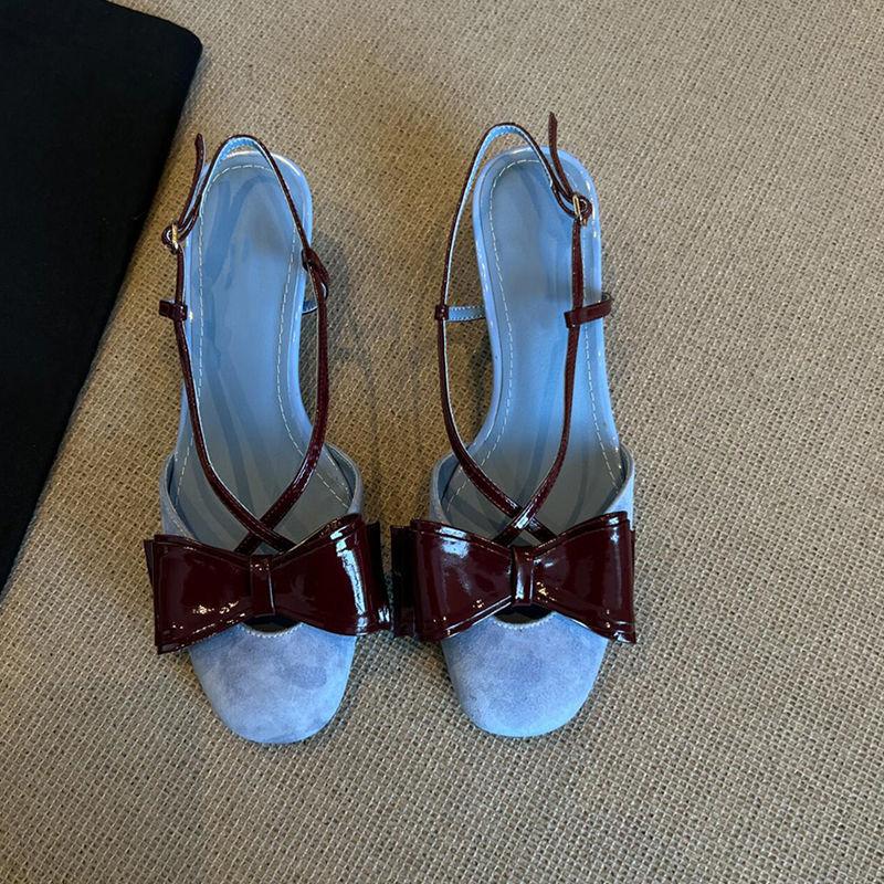 

Fashion Bow High Heels Women s Sandals Mary Jane Shoes Summer 2025 Elegant Dress Chunky Shoes Woman Slippers Slingback Sandalias 40