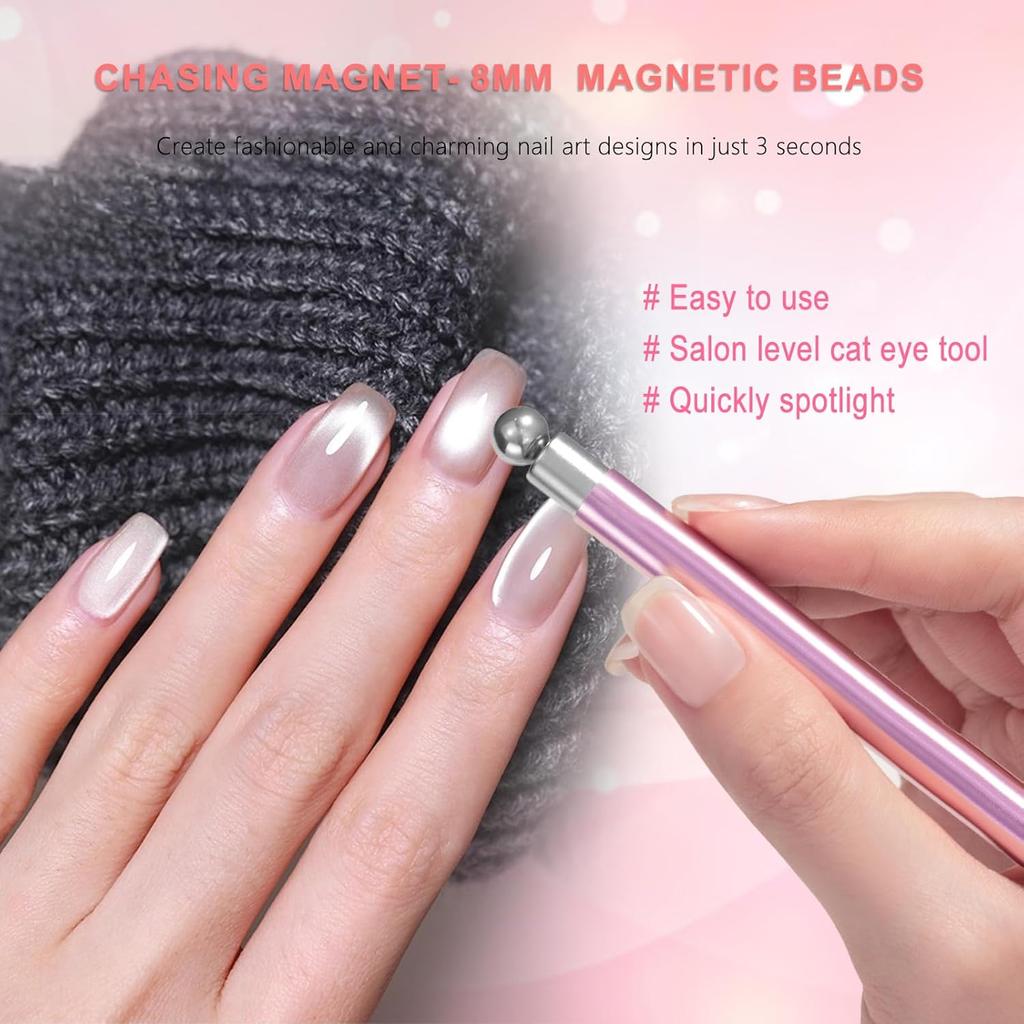 LINMANDA Cat-Eye Nail Magnet Double-Headed Cylindrical for Use with Cat-Eye Gel Nail Polish Suitable for Home and Nail Salon Use