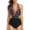 Women Bodysuit Bikini Sexy Deep V Print Swimwear Backless Swimsuit Bathing Suit