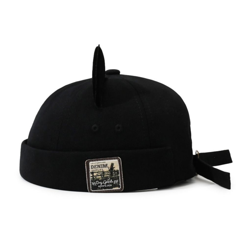 Lightweight Cute Cat Ears Brimless Hat Breathable Adjustable Dome Melon Cap Unisex Vintage Solid Color Docker Hat Outdoor