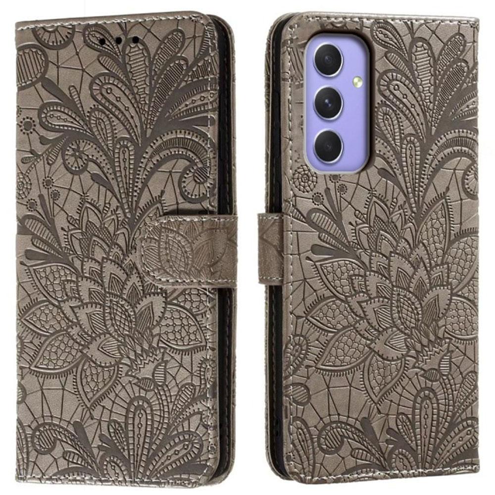 For Samsung Galaxy S25/S24 Case Lace Flowers PU Leather Flip Wallet Phone Cover