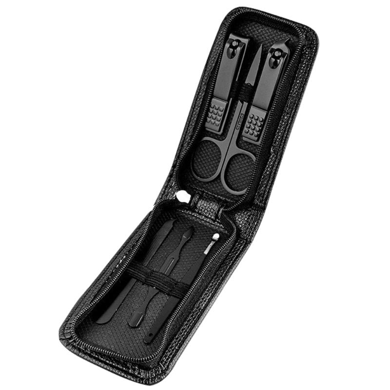 

Manicure Set Professional Nail Clippers Kit Pedicure Care Tools Stainless Steel Grooming Kit 6Pcs for Travel or Home чорний