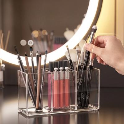 Estuche Transparente para Labiales Cosméticos Maquillaje Acrílico Caja de Almacenamiento para Herramientas de Pinceles de Maquillaje Soporte para Pinceles de Maquillaje Organizador de Mesa Herramienta de Maquillaje
