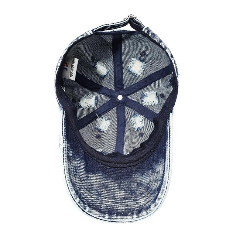 Ripped Denim Baseball Cap Unisex Sun Hat Vintage Cap