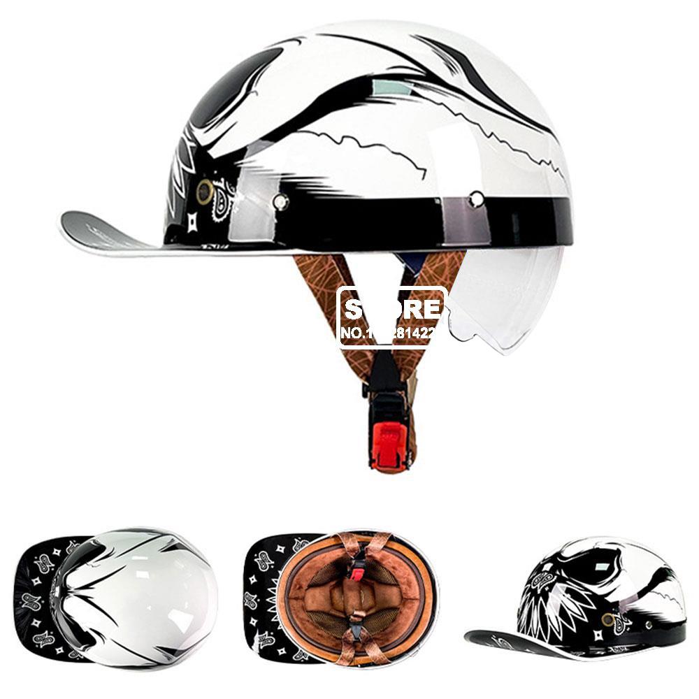 Motorbike Baseball Cap Half Helmet Riding Women Retro Motorcycle Half Helmet Anti Drop Motorcycle Scooter Helmet